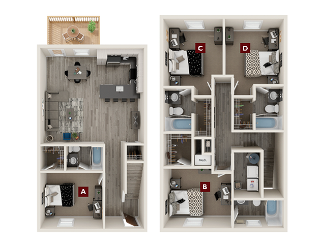 Woodbury Townhome - 4x4 Floor plan